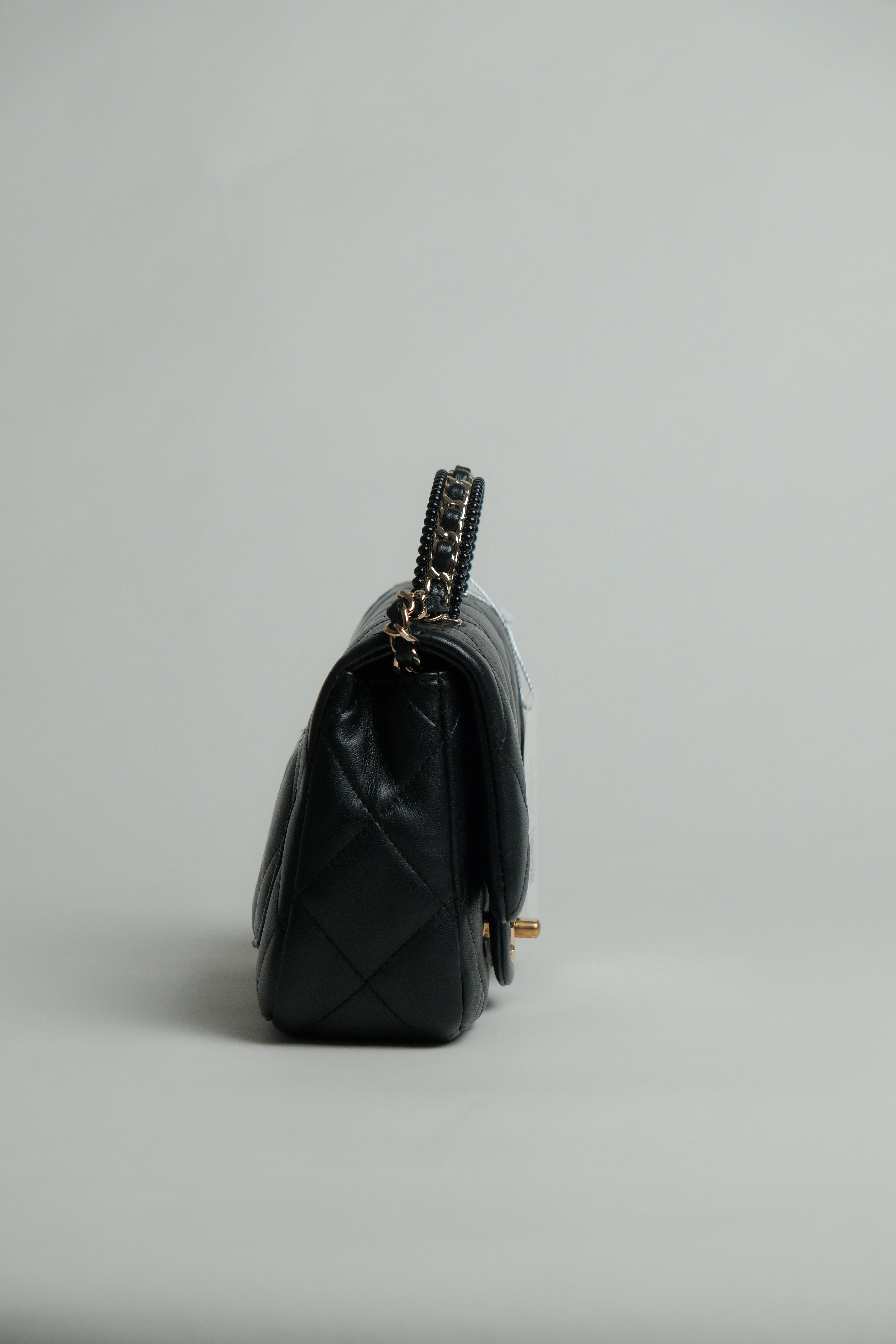 Black Swarovski Top Handle Flap