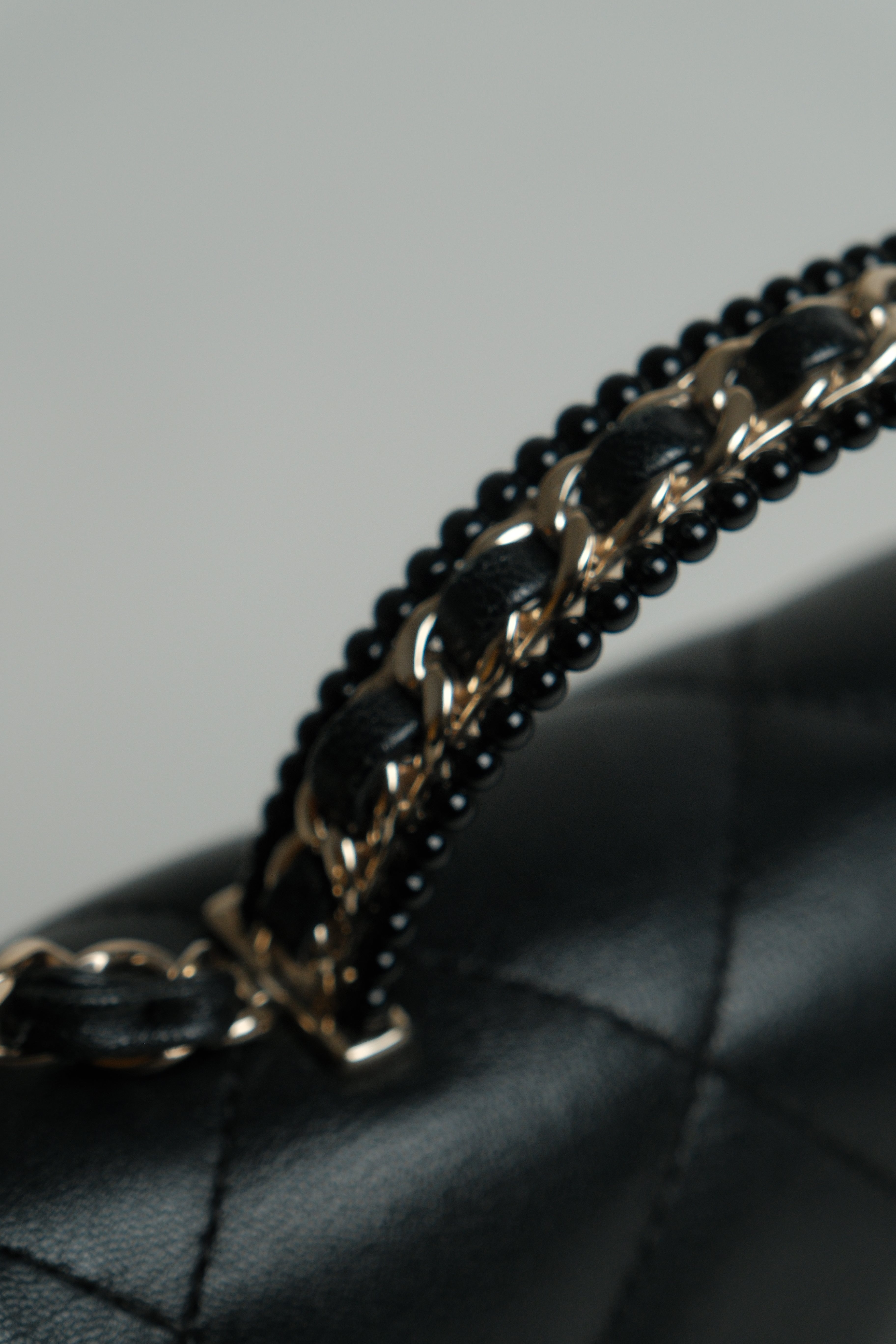 Black Swarovski Top Handle Flap