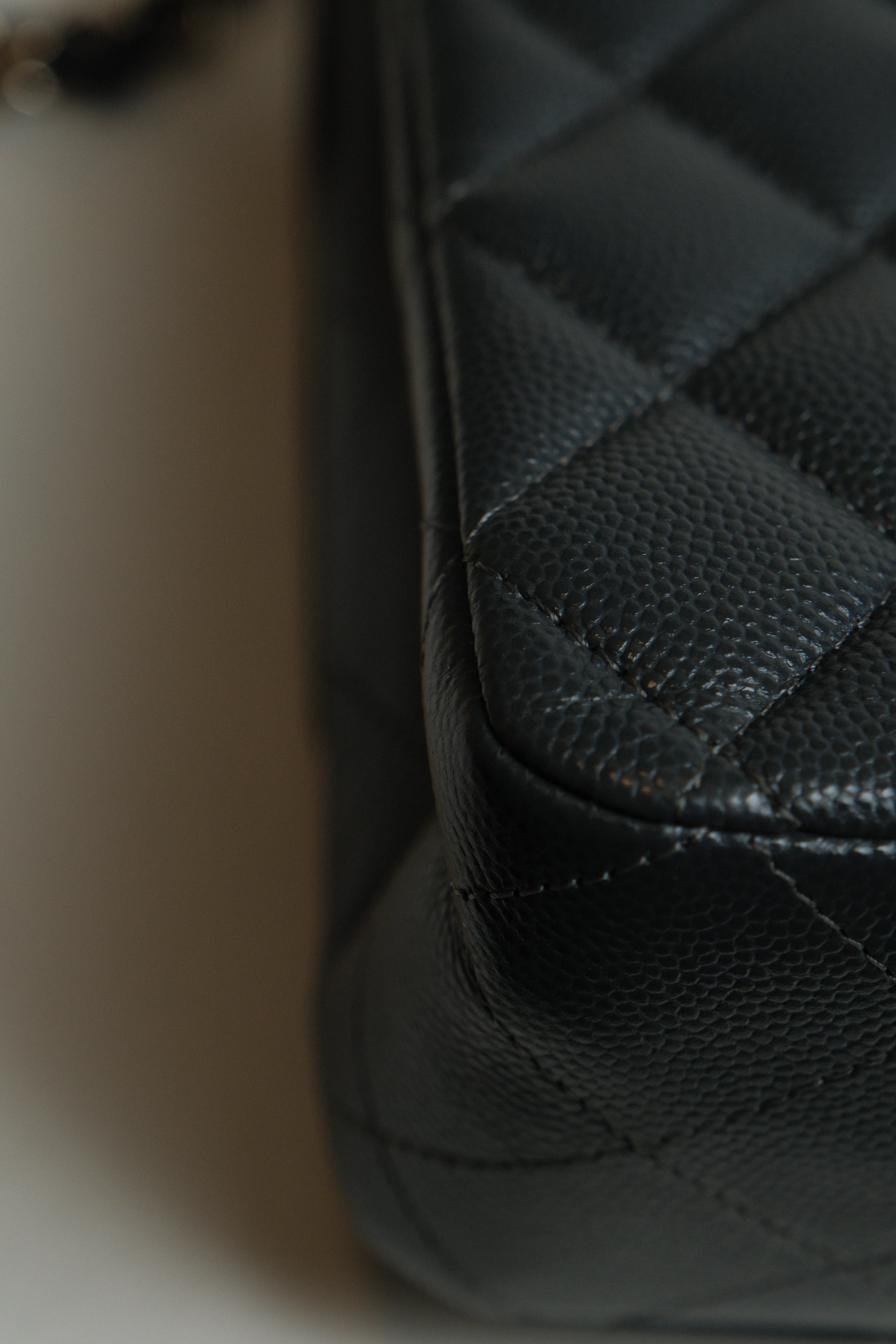 Medium Classic Double Flap Black Microchipped - DARK GREY