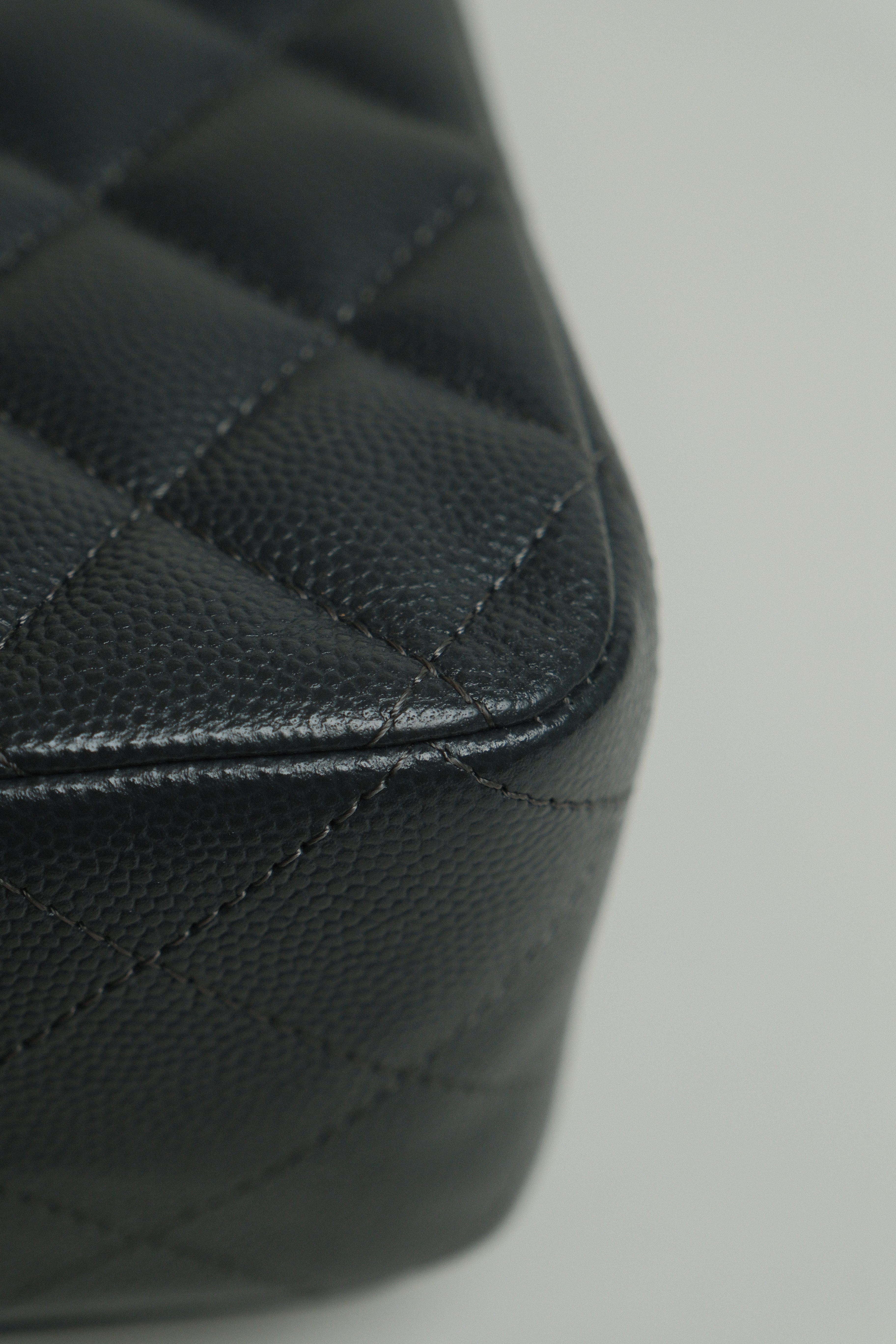 Medium Classic Double Flap Black Microchipped - DARK GREY