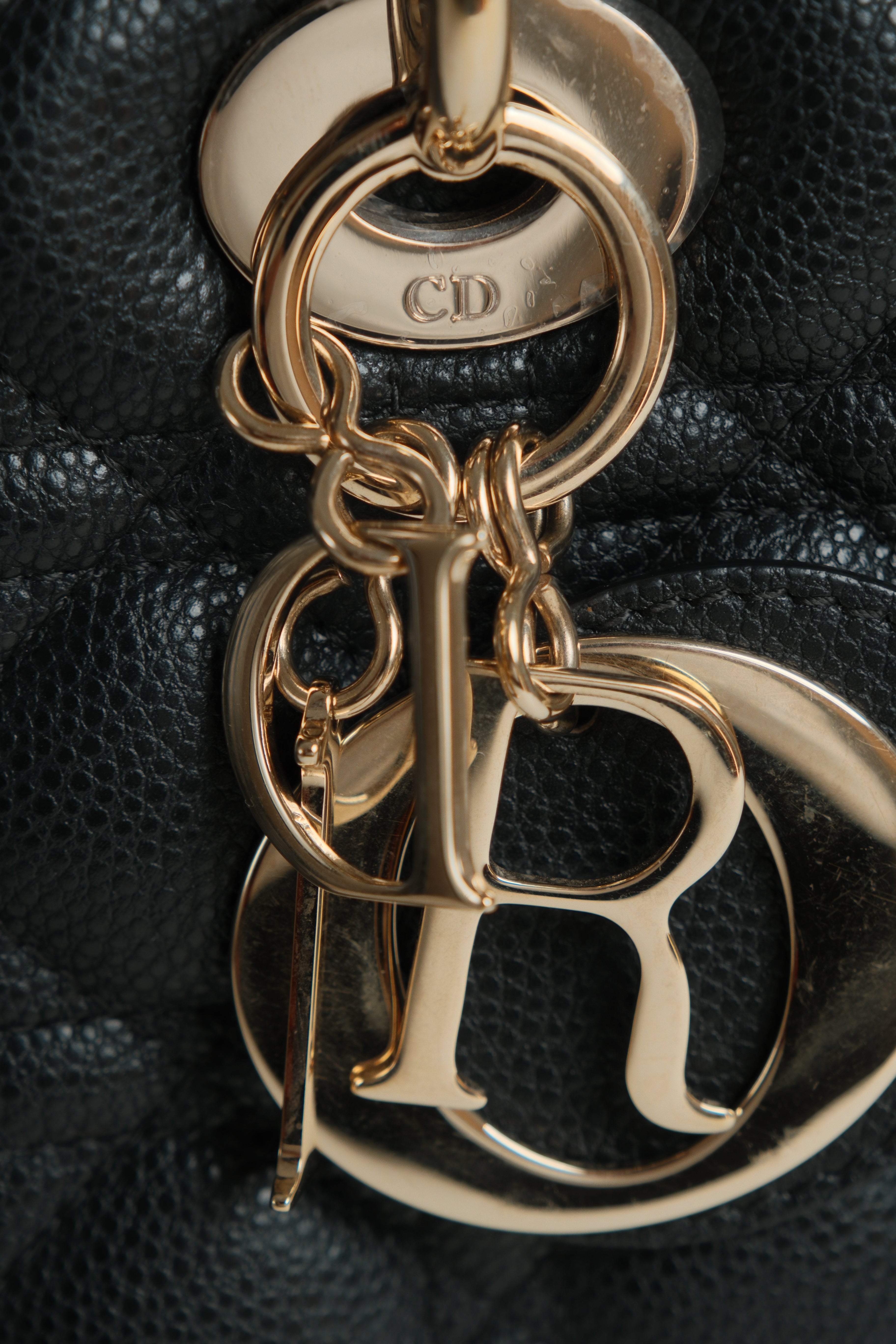 Lady D Medium Pebbled Leather GHW