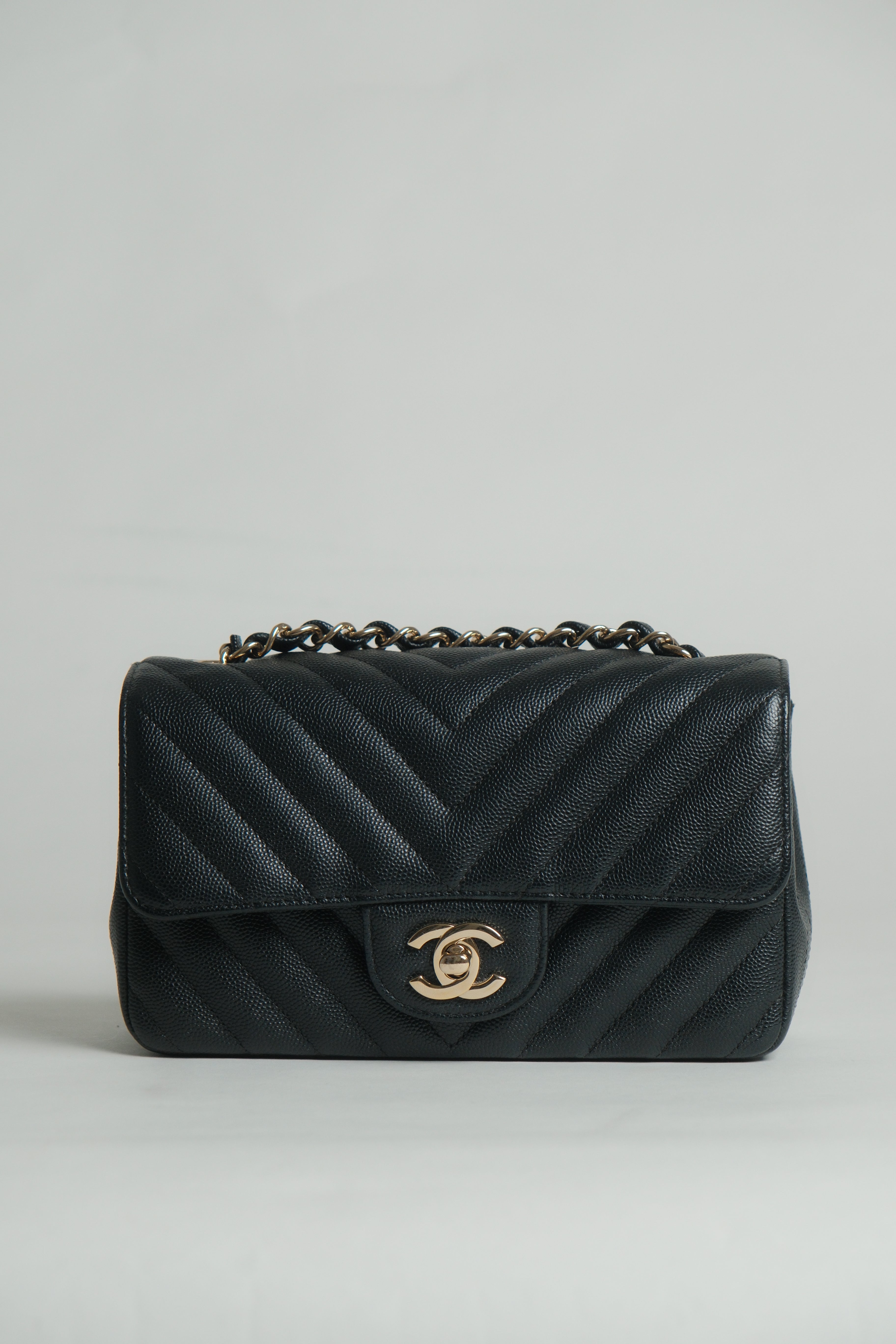 Mini Rectangular Flap Chevron Caviar