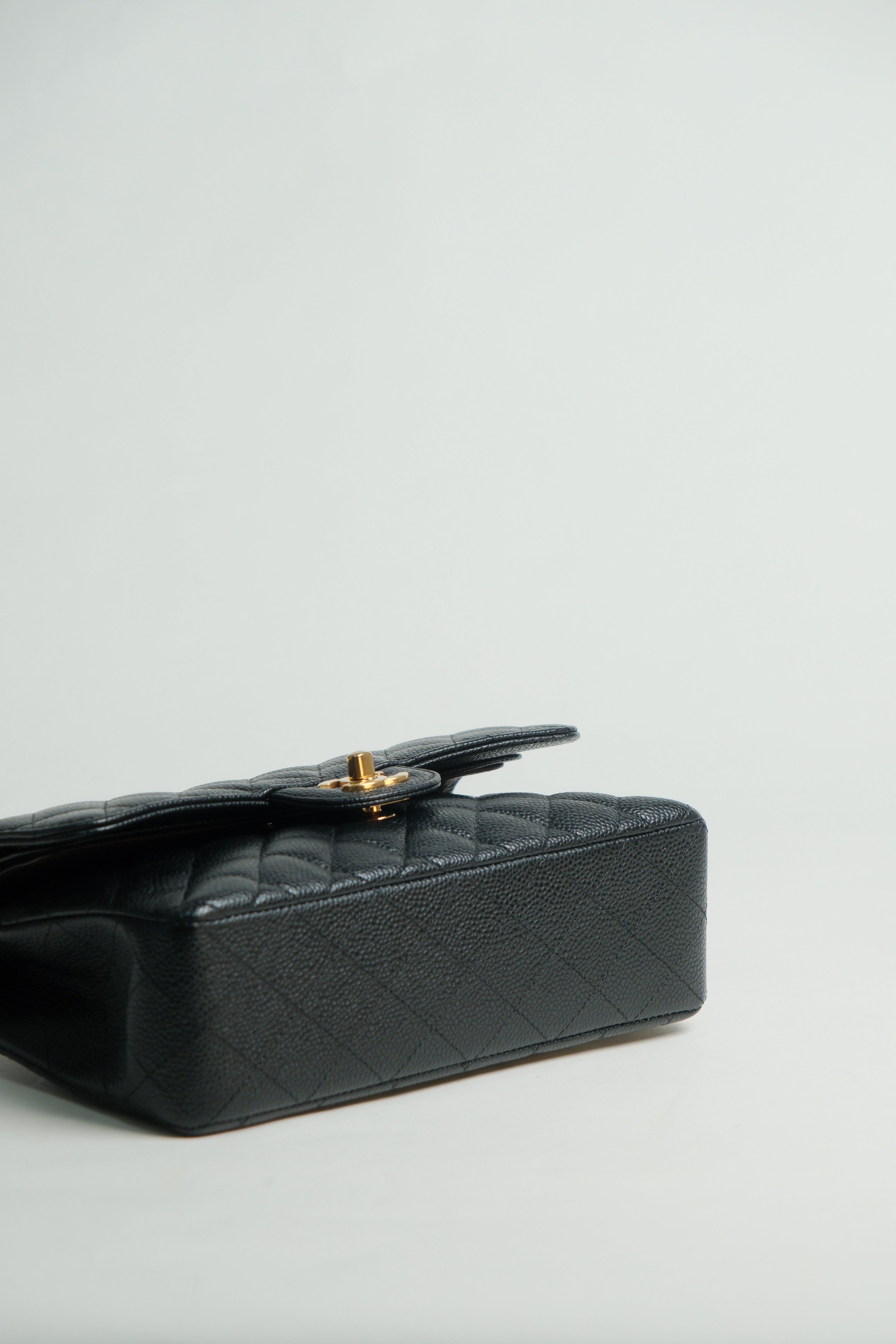 Small Classic Double Flap Black Microchipped