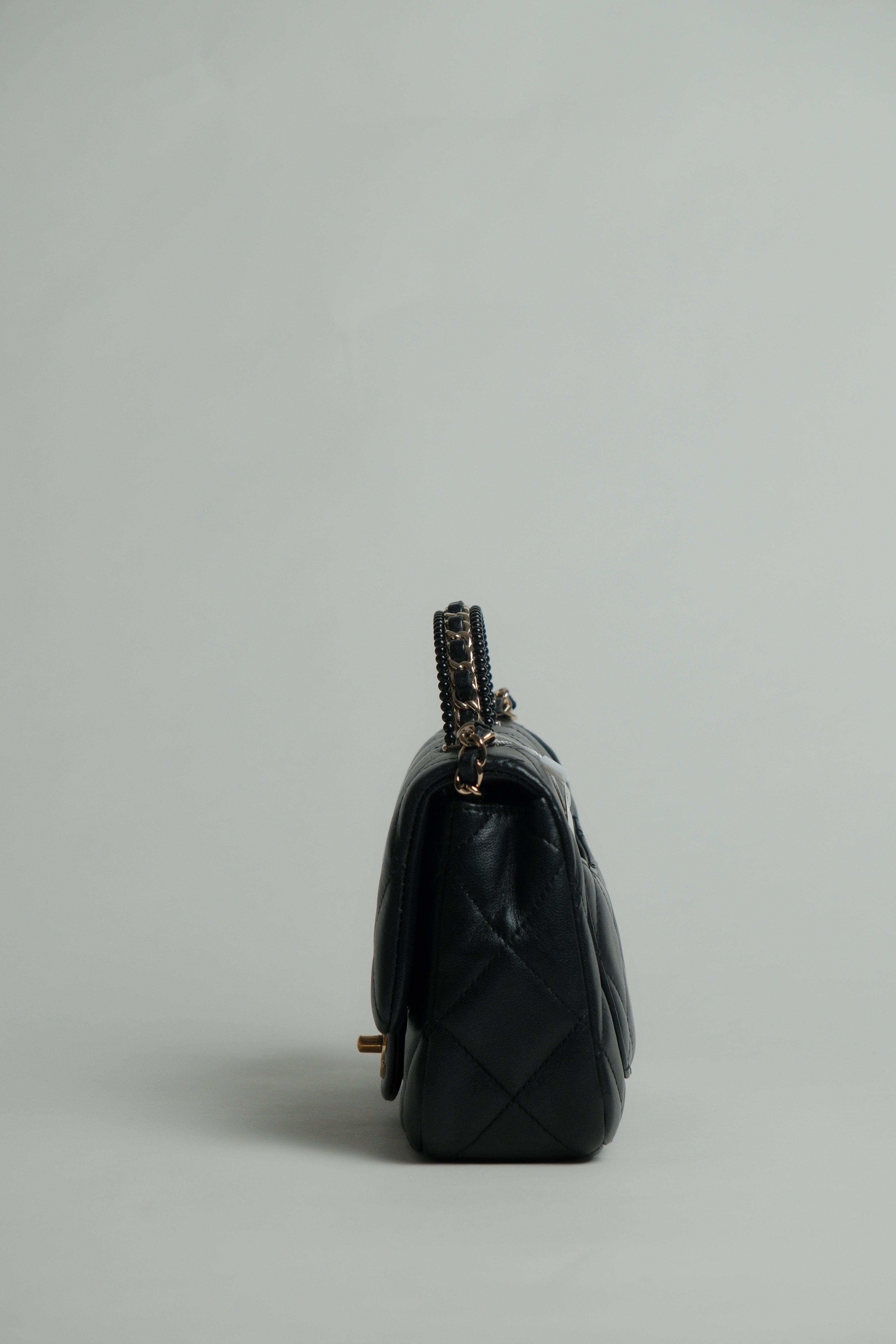 Black Swarovski Top Handle Flap