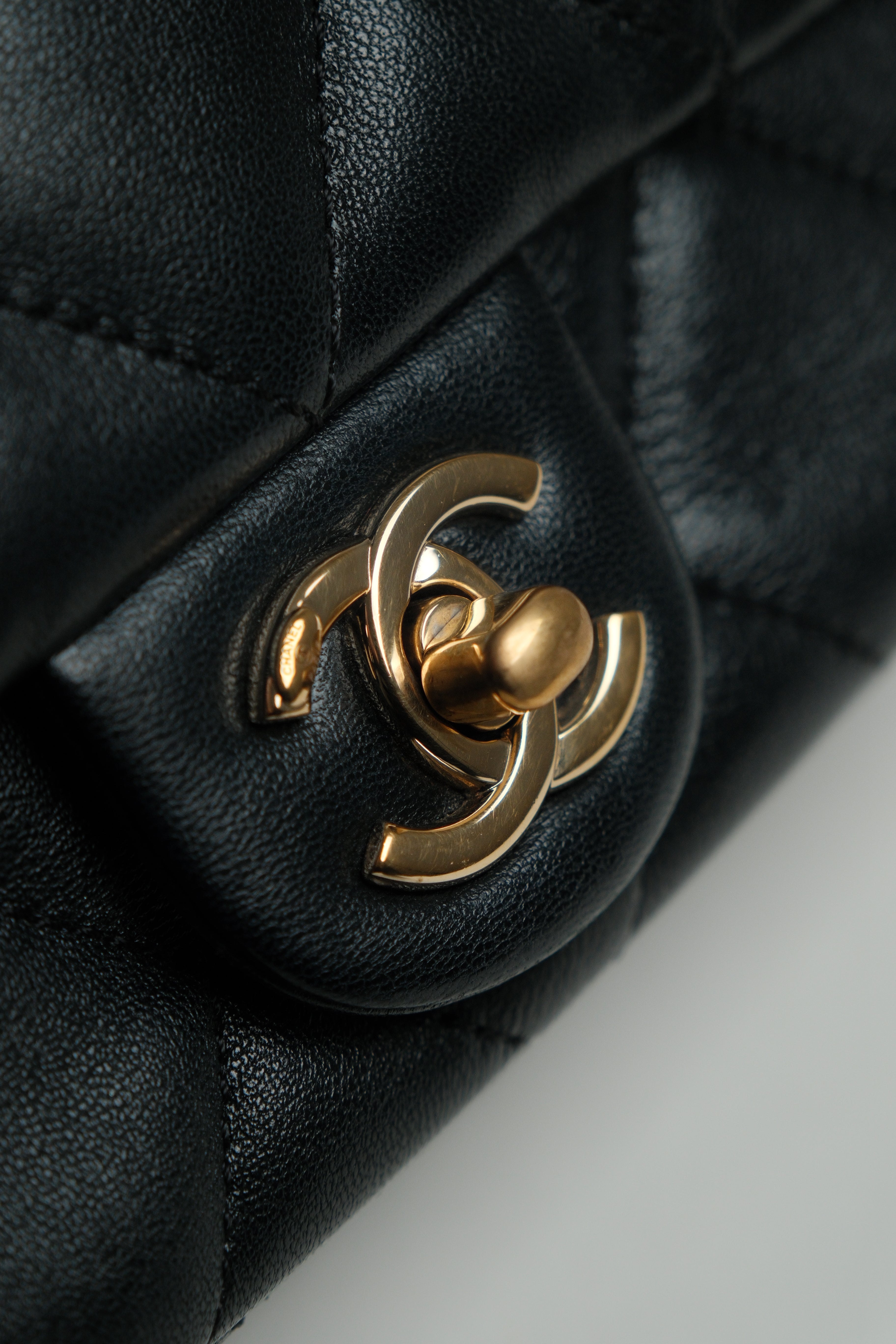 Black Swarovski Top Handle Flap