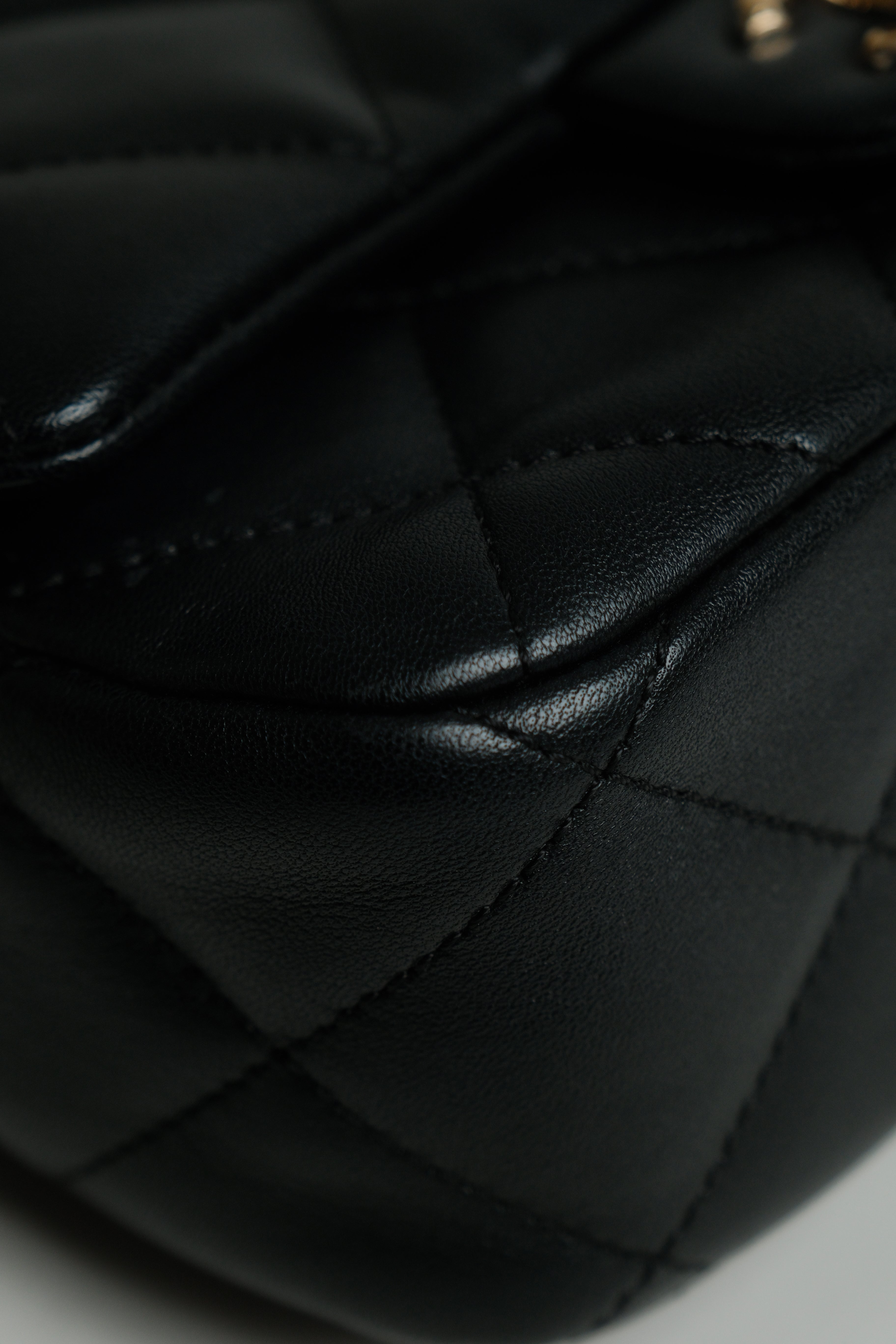 Black Swarovski Top Handle Flap