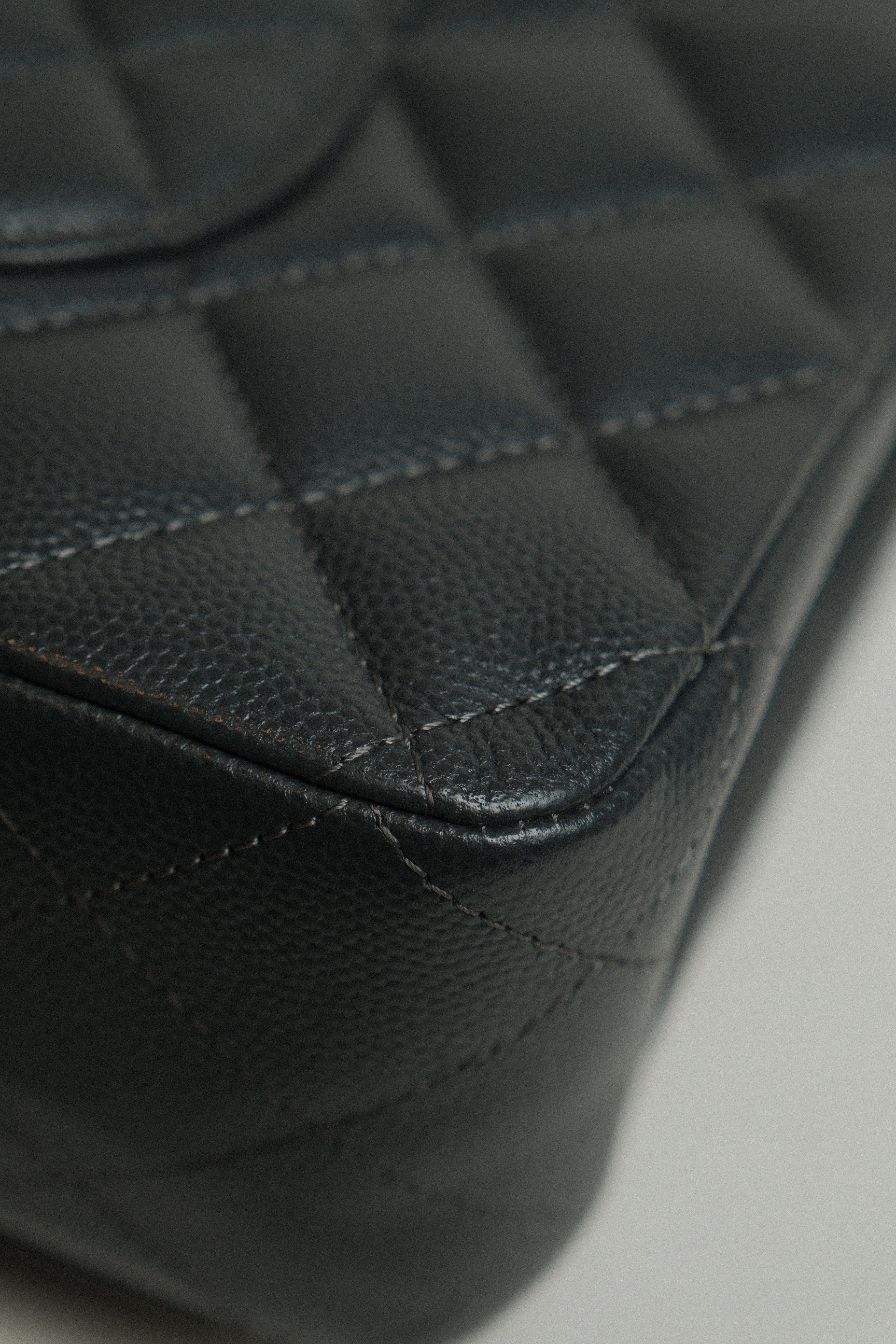 Medium Classic Double Flap Black Microchipped - DARK GREY