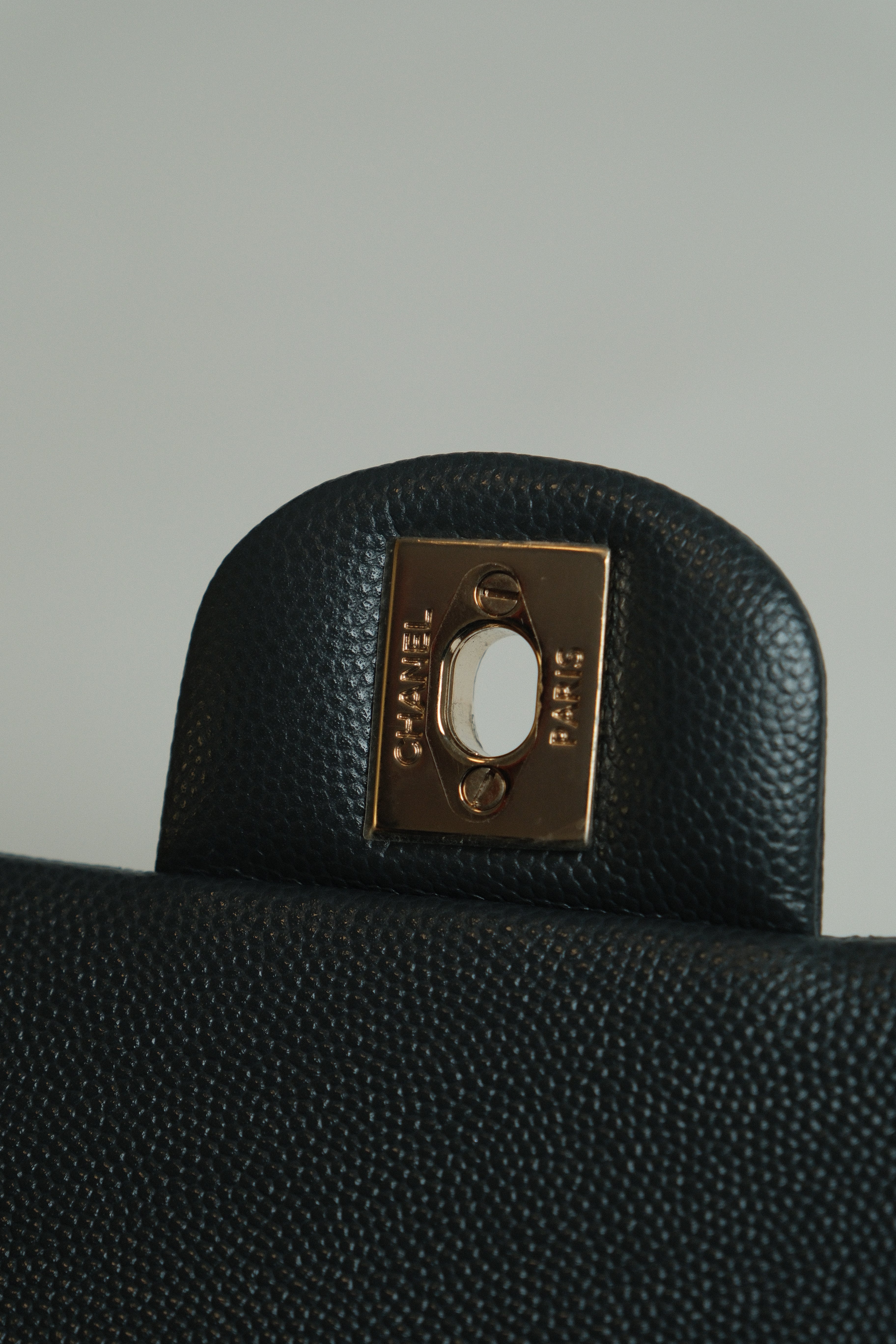 Medium Classic Double Flap Black Microchipped - DARK GREY