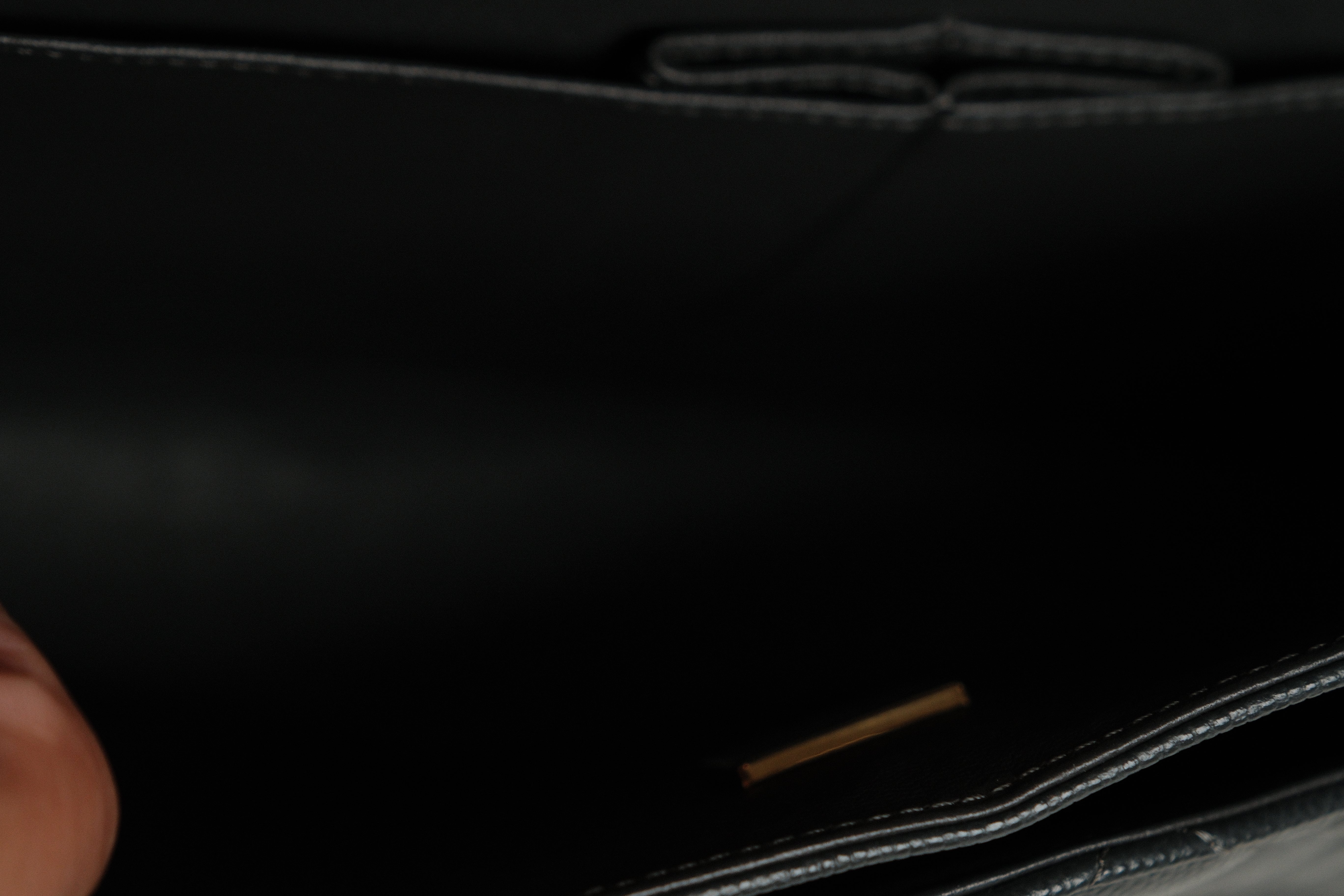 Medium Classic Double Flap Black Microchipped - DARK GREY