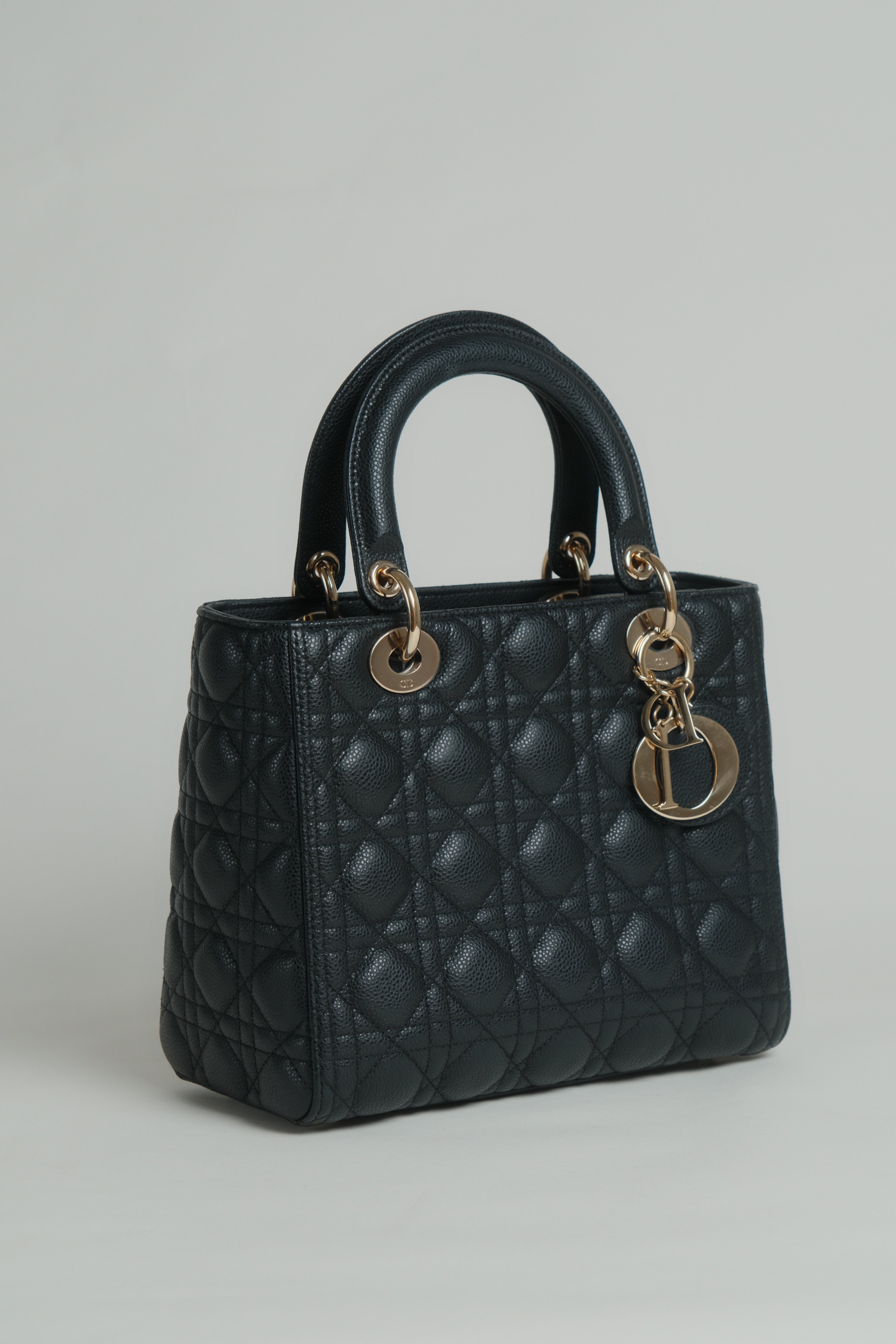 Lady D Medium Pebbled Leather GHW