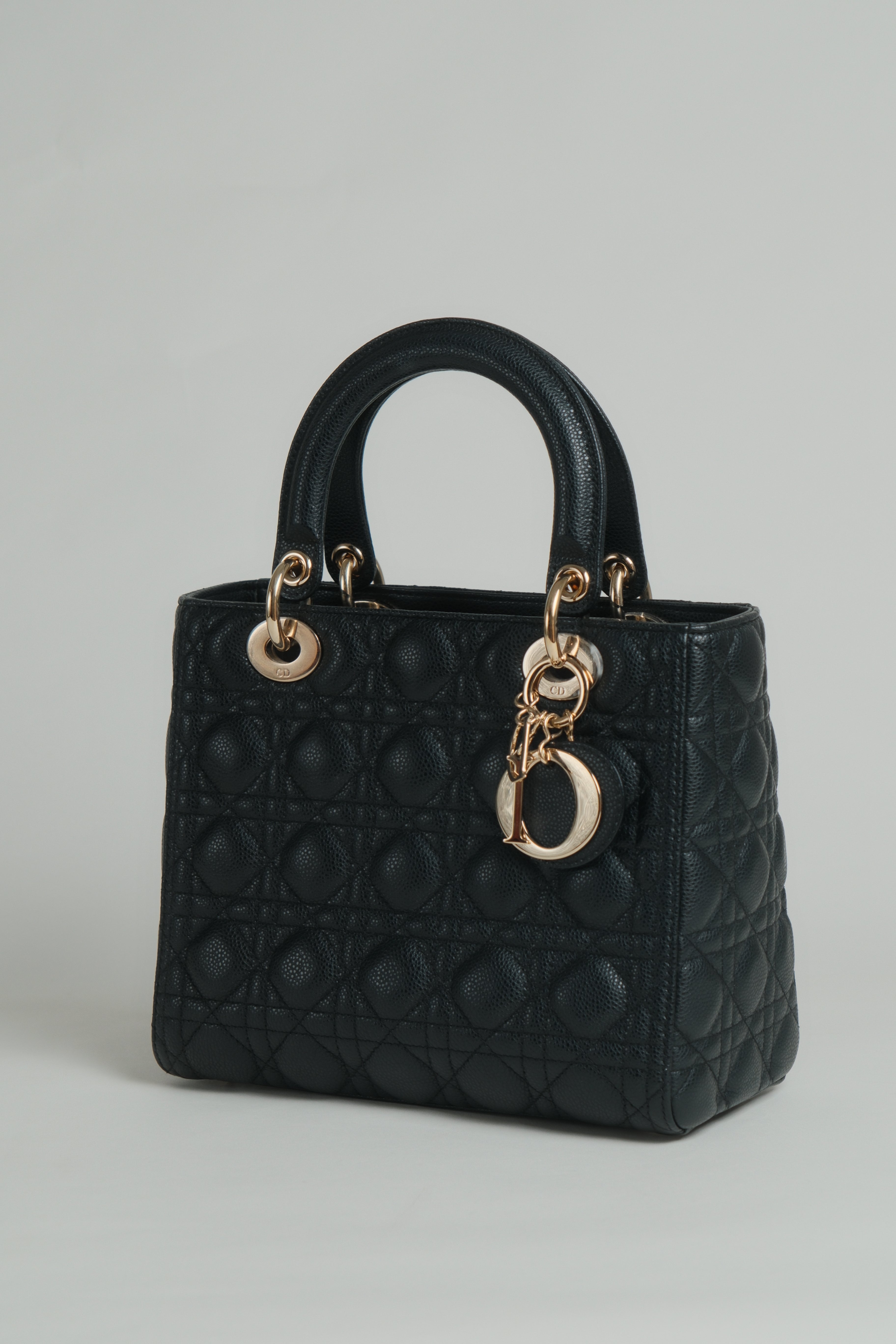 Lady D Medium Pebbled Leather GHW