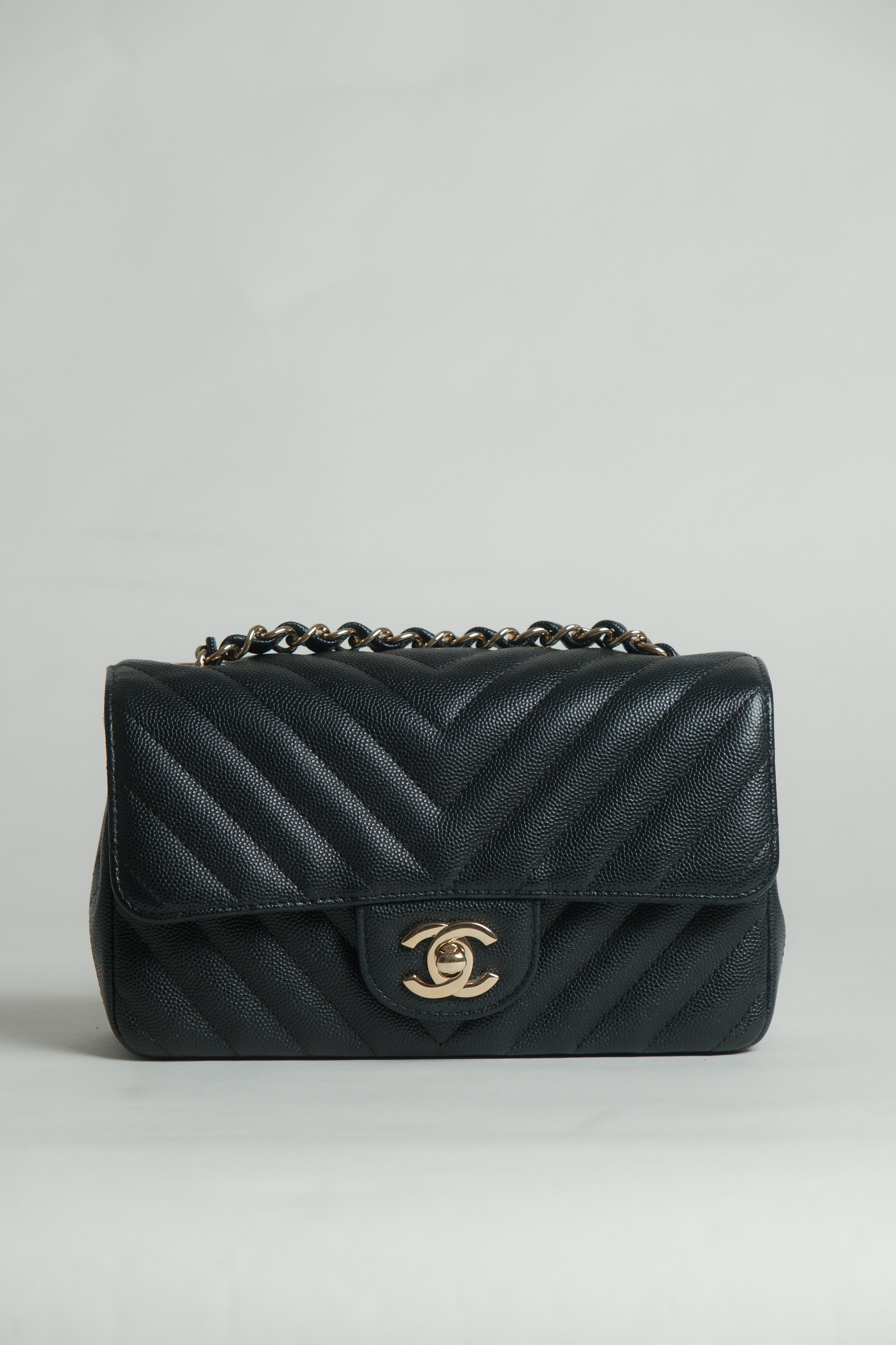 Mini Rectangular Flap Chevron Caviar