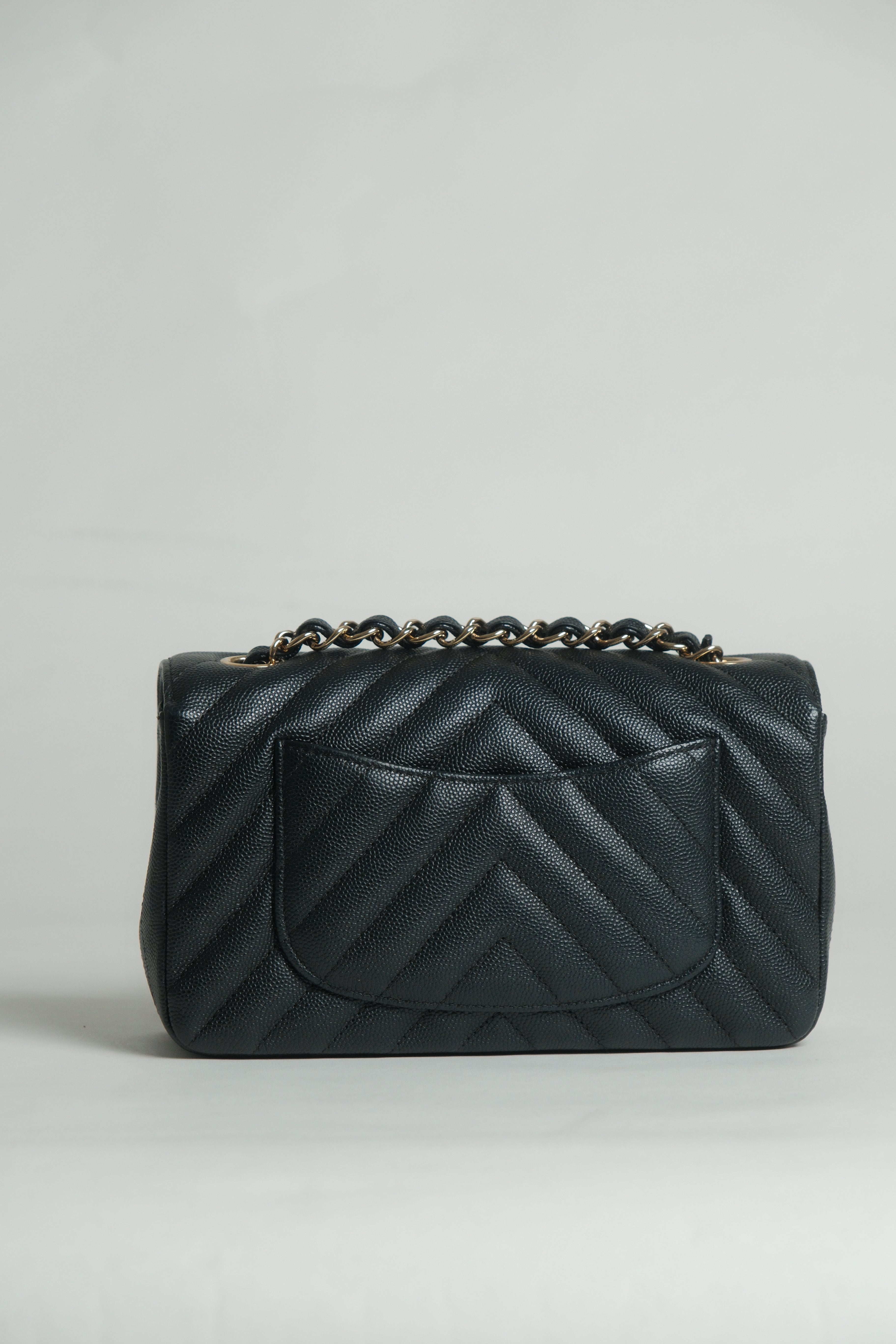 Mini Rectangular Flap Chevron Caviar