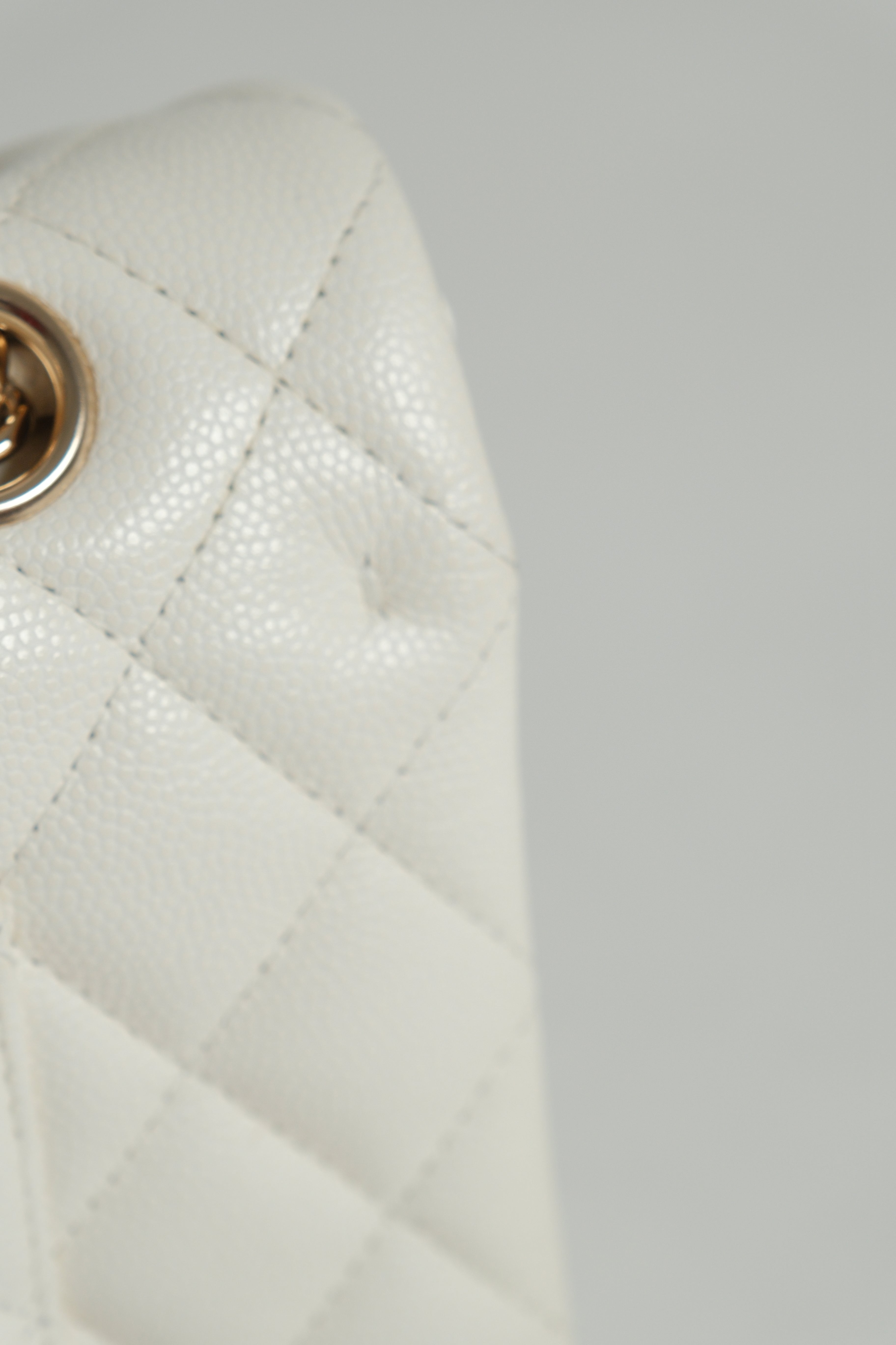 Classic Double Flap White Caviar Microchipped
